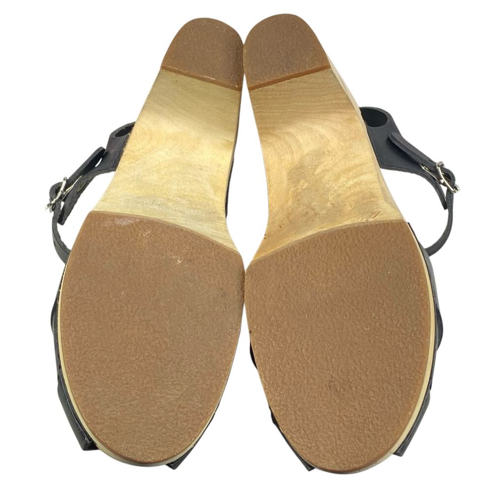 Swedish Hasbeens Toffel Women's Black Leather Slingback Clog Sandal Size 39 US 9 - Picture 9 of 13